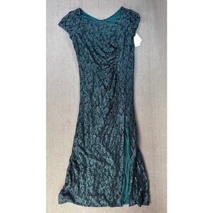 NWT Oleg Cassini Formal Dress Full Length Lace Glitter Green Size 18W